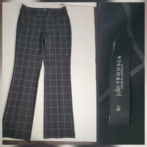 Loft Julie Trouser Pants Womens 8 Tall Wide Leg Windowpane Black Plaid Office